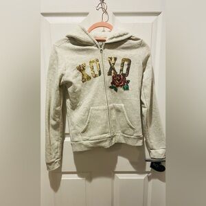 XOXO Kids Light Gray Sweater with Sequin Design